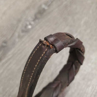 1 ONLY Soft Narrow Rsd Braided Leather Rein *vgc, mnr residue, twisted & faded
