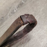 1 ONLY Soft Narrow Rsd Braided Leather Rein *vgc, mnr residue, twisted & faded
