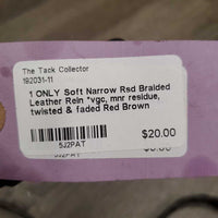 1 ONLY Soft Narrow Rsd Braided Leather Rein *vgc, mnr residue, twisted & faded