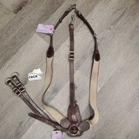 Leather & Elastic Breastplate, Running Attach, snaps *gc/fair, v.dirty, v.hairy, stains, vet wrap, xholes, stiff
