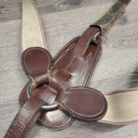 Leather & Elastic Breastplate, Running Attach, snaps *gc/fair, v.dirty, v.hairy, stains, vet wrap, xholes, stiff
