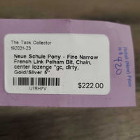 Pony - Fine Narrow French Link Pelham Bit, Chain, center lozenge *gc, dirty
