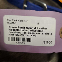 Nylon & Leather Accents Halter, adjustable noseband *gc, clean, mnr stains & rubs
