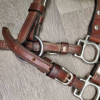 Soft Scalloped Leather Show Halter, silver buckles & conchos *vgc/xc, dusty, missing Rivet, mnr stains & scrapes