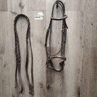 Rsd Leather Bridle, Braided Reins *vgc, v.stiff, clean, edges scrapes
