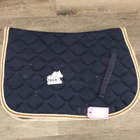Quilt Jumper Saddle Pad, 2x piping *gc, dirt, rubs, mnr hair, pills, older faded, stains