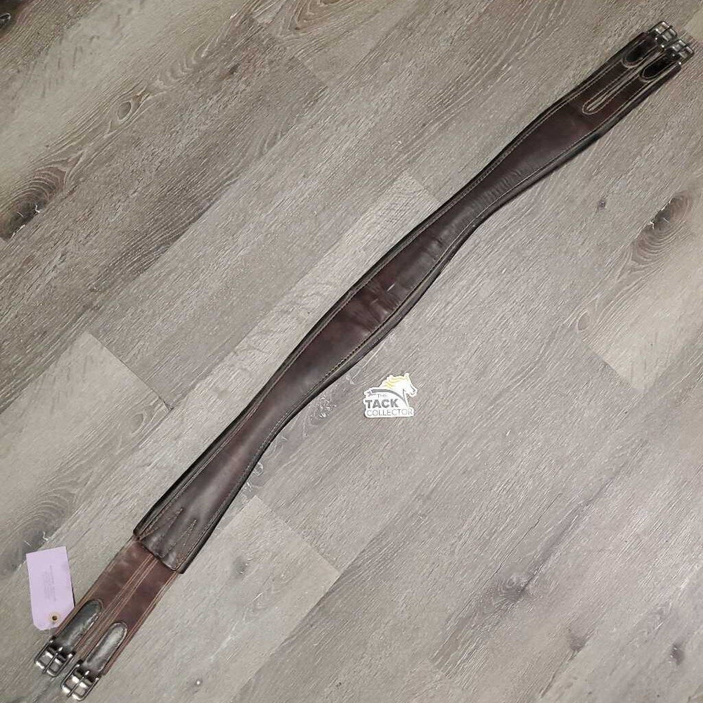 v.Thick Padded Leather Girth, 1x els *gc, clean, rubs, scuffs, creases, dust, stains, scratches, hairy seams