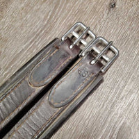 v.Thick Padded Leather Girth, 1x els *gc, clean, rubs, scuffs, creases, dust, stains, scratches, hairy seams