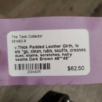 v.Thick Padded Leather Girth, 1x els *gc, clean, rubs, scuffs, creases, dust, stains, scratches, hairy seams

