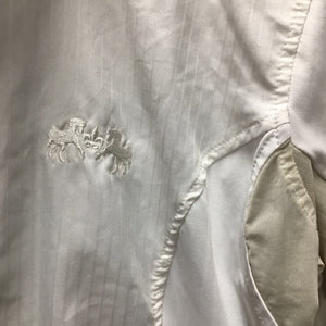 LS Show Sun Shirt, snap collar, mesh sleeves *gc/fair, seam puckers, dingy mesh, snags, undone stitching