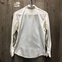 LS Show Sun Shirt, snap collar, mesh sleeves *gc/fair, seam puckers, dingy mesh, snags, undone stitching
