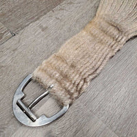 27 Mohair String Wide Roper Cinch, Leather Center, 2 D Rings *gc, dirty, hairy, stains
