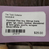 Fine Hvy Stirrup Irons, grips *gc, clean, residue, discolored & torn grips, scuffs, scrapes
