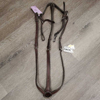 Soft Thick Flat Adjustable Leather Breastplate, 1 snap *gc, v.dirty, hair, stains, stiff, rubs, xholes
