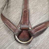 Soft Thick Flat Adjustable Leather Breastplate, 1 snap *gc, v.dirty, hair, stains, stiff, rubs, xholes
