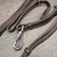 Soft Thick Flat Adjustable Leather Breastplate, 1 snap *gc, v.dirty, hair, stains, stiff, rubs, xholes
