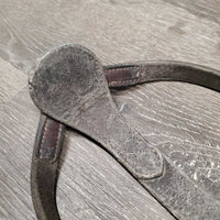 Soft Thick Flat Adjustable Leather Breastplate, 1 snap *gc, v.dirty, hair, stains, stiff, rubs, xholes
