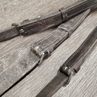 Soft Thick Flat Adjustable Leather Breastplate, 1 snap *gc, v.dirty, hair, stains, stiff, rubs, xholes
