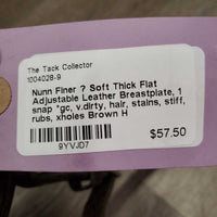 Soft Thick Flat Adjustable Leather Breastplate, 1 snap *gc, v.dirty, hair, stains, stiff, rubs, xholes
