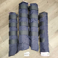 Front & Hind Nylon Quilt Tall Tube shaped Shipping Boots *vgc, dirty, hairy, older?
