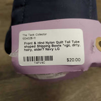 Front & Hind Nylon Quilt Tall Tube shaped Shipping Boots *vgc, dirty, hairy, older?
