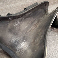 Pr Open Front Boots, velcro *fair, older, v.dirty, v.stained, v.discolored, hairy, stretche & torn elastic
