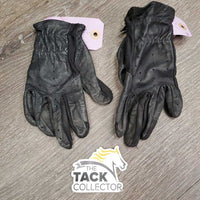 Leather Gloves *gc/fair, clean, dirt, stains, faded, rubs, pills, undone seam stitching
