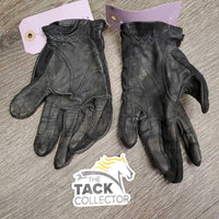 Leather Gloves *gc/fair, clean, dirt, stains, faded, rubs, pills, undone seam stitching
