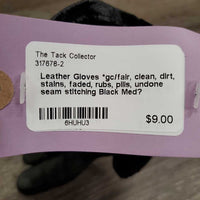 Leather Gloves *gc/fair, clean, dirt, stains, faded, rubs, pills, undone seam stitching
