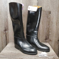 Tall Leather Lined Soft Rubber Boots *gc/fair, lining: rubs, pills & sm hole, clean, scrapes, scratches, dusty
