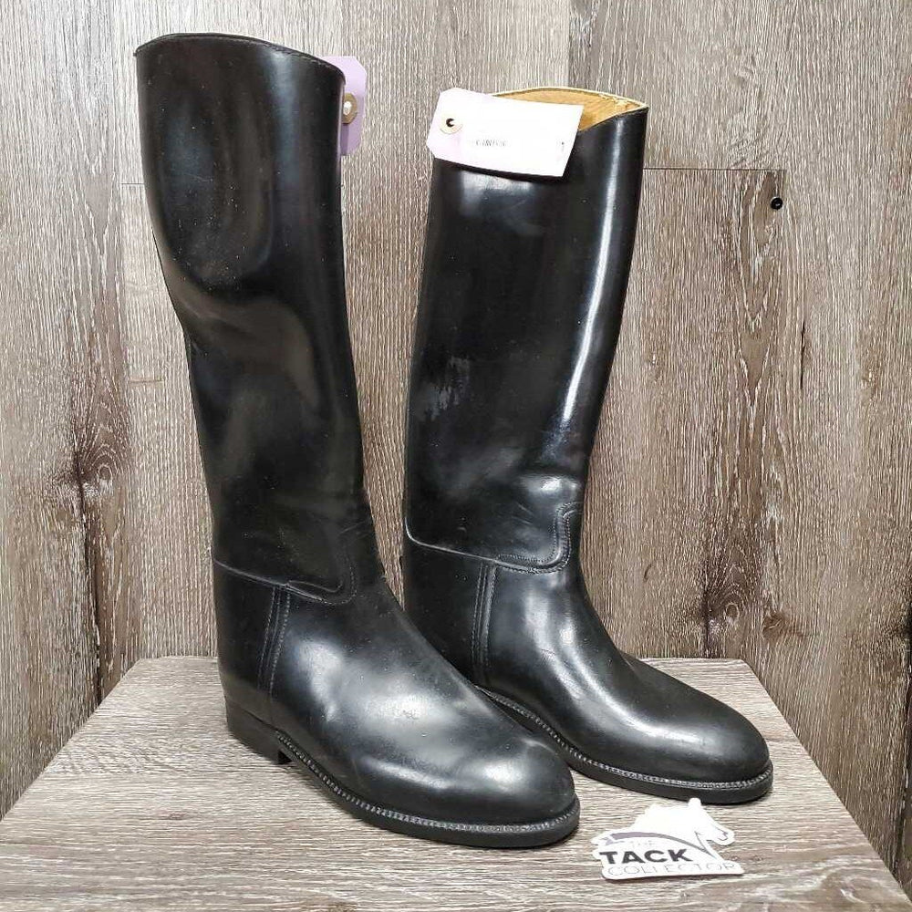 Tall Leather Lined Soft Rubber Boots *gc/fair, lining: rubs, pills & sm hole, clean, scrapes, scratches, dusty