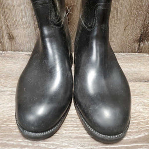 Tall Leather Lined Soft Rubber Boots *gc/fair, lining: rubs, pills & sm hole, clean, scrapes, scratches, dusty