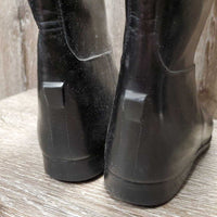 Tall Leather Lined Soft Rubber Boots *gc/fair, lining: rubs, pills & sm hole, clean, scrapes, scratches, dusty
