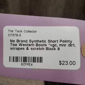 Synthetic Short Pointy Toe Western Boots *vgc, mnr dirt, scrapes & scratch