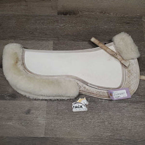 Sheepskin Shimmable Half Pad, rolled edge *vgc, stains, mnr dirt, clumpy, hair, dingy