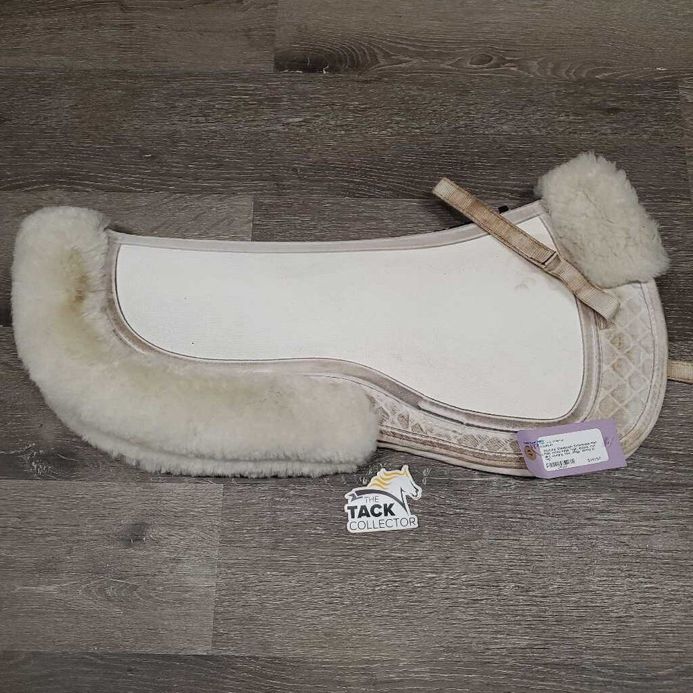 Sheepskin Shimmable Half Pad, rolled edge *vgc, stains, mnr dirt, clumpy, hair, dingy