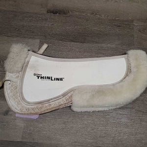 Sheepskin Shimmable Half Pad, rolled edge *vgc, stains, mnr dirt, clumpy, hair, dingy