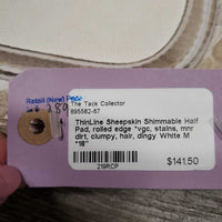 Sheepskin Shimmable Half Pad, rolled edge *vgc, stains, mnr dirt, clumpy, hair, dingy