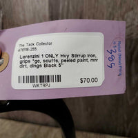 1 ONLY Hvy Stirrup Iron, grips *gc, scuffs, peeled paint, mnr dirt, dings
