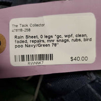 Rain Sheet, 0 legs *gc, wpf, clean, faded, repairs, mnr snags, rubs, bird poo

