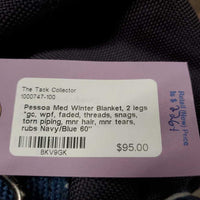 Med Winter Blanket, 2 legs *gc, wpf, faded, threads, snags, torn piping, mnr hair, mnr tears, rubs