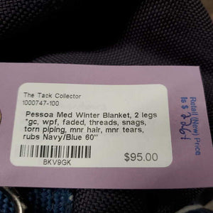 Med Winter Blanket, 2 legs *gc, wpf, faded, threads, snags, torn piping, mnr hair, mnr tears, rubs