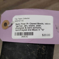 Pr Closed Boots, velcro *gc/fair, dirt, stains, older, crumpled & bent bottoms, torn/frayed end
