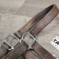 Thick Leather Halter, snap *gc/fair, stiff, scraped edges, dry, stains, older, residue
