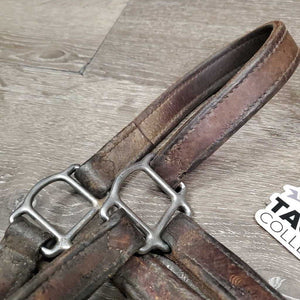 Thick Leather Halter, snap *gc/fair, stiff, scraped edges, dry, stains, older, residue