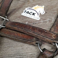 Thick Leather Halter, snap *gc/fair, stiff, scraped edges, dry, stains, older, residue