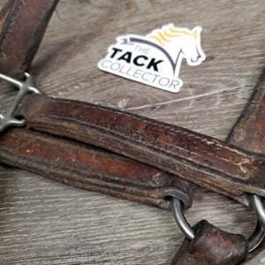 Thick Leather Halter, snap *gc/fair, stiff, scraped edges, dry, stains, older, residue