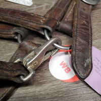 Thick Leather Halter, snap *gc/fair, stiff, scraped edges, dry, stains, older, residue
