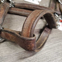 Thick Leather Halter, snap *gc/fair, stiff, scraped edges, dry, stains, older, residue
