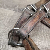 Thick Leather Halter, snap *gc/fair, stiff, scraped edges, dry, stains, older, residue
